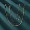 304 Stainless Steel Paperclip Chain 3 Layer Necklaces NJEW-T016-18G-2