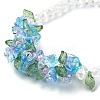 Flower Glass Beaded Link Bracelet with Alloy Clasps for Women BJEW-TA00310-01-2