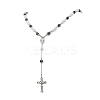 Acrylic & CCB Plastic Beaded Rosary Necklaces with Alloy Cross Pendant NJEW-JN05856-01-2