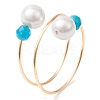Round Shell Pearl & Natural Black Onyx & Moonstone & Green Aventurine & Apatite & Amethyst Finger Rings RJEW-JR00765-4