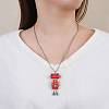 Alloy & Wood Robot Pendant Necklaces FS-WGB43E5-06-2