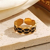 304 Stainless Steel Enamel Cuff Rings LS-RJEW-S650-05G-1