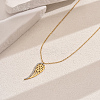 Stainless Steel Crystal Rhinestone Hollow Wing Pendant Necklaces for Women Daily Wear JF5820-2