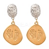 304 Stainless Steel Two Tone Dangle Stud Earrings EJEW-Q044-02G-2