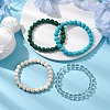 4Pcs Constellation 8mm Round Synthetic Turquoise & Quartz Crystal & Malachite & Magnesite Beaded Stretch Bracelets for Women BJEW-JB10634-2