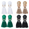 4 Pairs 4 Colors Polyester Tassel Dangle Stud Earrings EJEW-FI0002-41-1