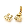 Arch Brass Micro Pave Clear Cubic Zirconia Fold Over Clasps KK-V008-22G-2
