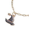 Witch & Ghost Alloy Enamel Charm Bracelets BJEW-JB10703-3