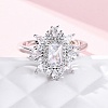 Brass Micro Pave Clear Cubic Zirconia Cuff Rings for Women RJEW-A062-03P-4