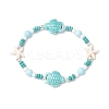 3Pcs Synthetic Turquoise & Porcelain & Dyed Natural Howlite Beads Stretch Bracelets for Women X-BJEW-JB11793-3