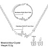 Butterfly Alloy with Crystal Rhinestone Pendant Necklace & Hoop Earring & Link Bracelet FS-WG7F609-01-4