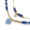 2Pcs 2 Style Cubic Zirconia Heart with Smiling Face Pendant Necklaces Set NJEW-JN04043-5