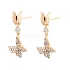 Clear Cubic Zirconia Double Butterfly Dangle Stud Earrings EJEW-C047-06G-1