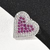 Heart Brass Micro Pave Cubic Zirconia Cuff Rings for Women RJEW-A069-12P-5