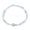 Natural Aquamarine Beaded Stretch Bracelets BJEW-JB13199-04-2