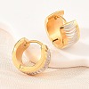 Two Tone 304 Stainless Steel Stripe Hoop Earrings EJEW-L307-04GP-04-2