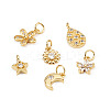 12Pcs 6 Style Brass Micro Pave Cubic Zirconia Charms ZIRC-PJ0001-03-8