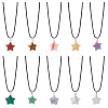 ANATTASOUL 10Pcs 10 Style Natural Mixed Gemstone Star Pendant Necklaces Set with Wax Cords NJEW-AN0001-56-1