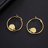 304 Stainless Steel Hedgehog Beaded Hoop Earrings EJEW-F320-02G-5