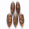 Faceted Teardrop Assembled Synthetic Regalite/Imperial Jasper/Sea Sediment Jasper & Natural Pyrite Big Pendants G-R484-02-3