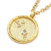 304 Stainless Steel Cubic Zirconia Constellation Flat Round Pendants LS-STAS-S145-01H-2