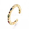 Brass Micro Pave Cubic Zirconia Cuff Rings for Women KK-T071-68G-4