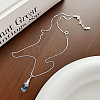 Steel Blue Teardrop Brass with Plastic Pendant Necklaces for Women FS-WG80BCE-01-1