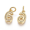 Brass Micro Pave Clear Cubic Zirconia Charms ZIRC-L092-06-G-2