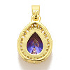 Brass Micro Pave Cubic Zirconia Pendants KK-E277-03G-2