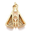 Rack Plating Brass Cubic Zirconia Pendants Findings KK-E275-23G-2
