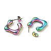 Rainbow Color Square Stud Earrings EJEW-G293-08M-2