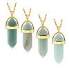 Bullet Natural Green Aventurine Pointed Pendant Necklaces NJEW-BB00024-05-1