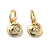 Flat Round Brass Micro Pave Clear Cubic Zirconia Charms KK-G419-22G-2