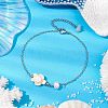 Synthetic Turquoise & Natural Freshwater Pearl Link Anklets AJEW-AN00628-04-2