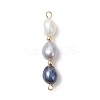 Three-Color Natural Pearl Potato Beaded Connector Charms PALLOY-JF04904-01-1