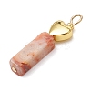 Natural Crazy Lace Agate/Map Stone/Flower Amazonite/Wood Lace Stone Rectangle Pendants PALLOY-JF02973-4