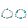 2Pcs 2 Colors Turtle & Starfish Synthetic Turquoise Beaded Stretch Bracelets for Men Women BJEW-JB11656-1