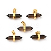 Natural Smoky Quartz Double Terminal Pointed Pendants G-P481-01G-06-1