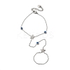 Stainless Steel Royal Blue Enamel Evil Eye & Star Ring Bracelets for Women BJEW-G719-05P-1