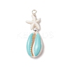 2Pcs 2 Colors Cowrie Shell Enamel & Synthetic Turquoise Starfish Pendants PALLOY-JF03406-2