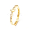 Clear Cubic Zirconia Initial Letter Adjustable Ring RJEW-C052-01G-L-1