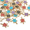40Pcs 5 Colors Zinc Alloy Enamel Connector Charms ENAM-YS0001-08-3