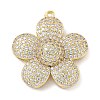 Rack Plating Brass Micro Pave Clear Cubic Zirconia Pendants KK-G515-63G-02-1