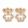 Rack Plating Brass Micro Pave Clear Cubic Zirconia Pendants KK-T060-09-RS-2
