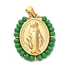 Ion Plating(IP) 304 Stainless Steel Faceted Rondelle Grass Wrapped Oval Pendants STAS-Z100-04G-09-1