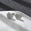 304 Stainless Steel Micro Pave Clear Cubic Zirconia Stud Earrings STAS-Z107-01P-01-2