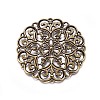 Tibetan Style Filigree Alloy Big Pendants TIBEP-M001-37AB-1