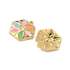 304 Stainless Steel Enamel Rhinestone Flower Pendants STAS-U057-04G-02B-2