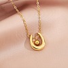 304 Stainless Steel U-shaped with Ball Pendant Necklaces LS-NJEW-V004-01G-1