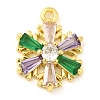 Snowflake Real 18K Gold Plated Rack Plating Brass Micro Pave Cubic Zirconia Pendants Charms KK-S396-11A-1